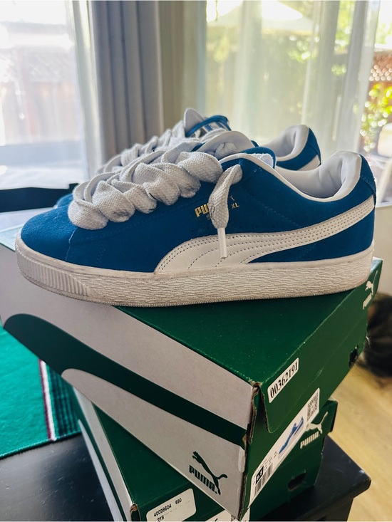 Puma Other - Puma Blue Suede Sneakers with White Formstripe
